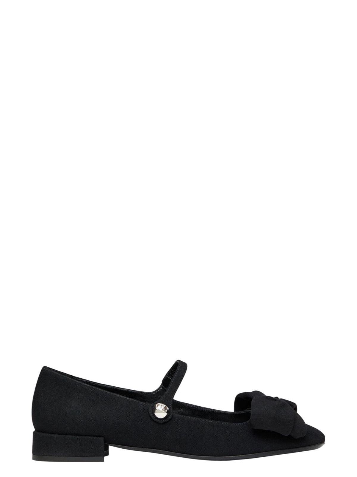 VALENTINO GARAVANI Black Mary Janes With Bow Detail In Crepe Fabric Woman In Multicolor Product Image