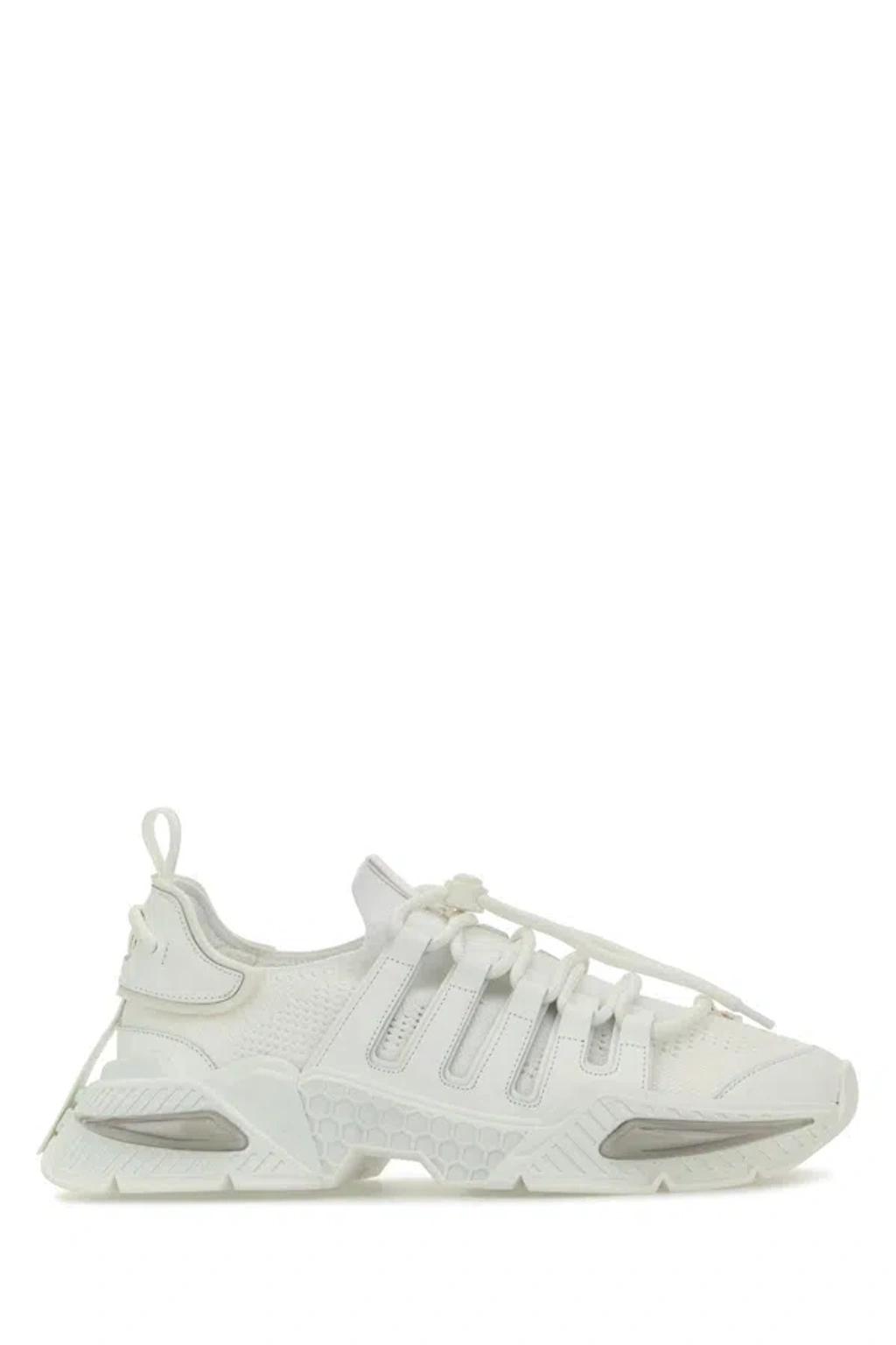 DOLCE & GABBANA White Sneakers With Modern Silhouette And Unique Lacing System Product Image
