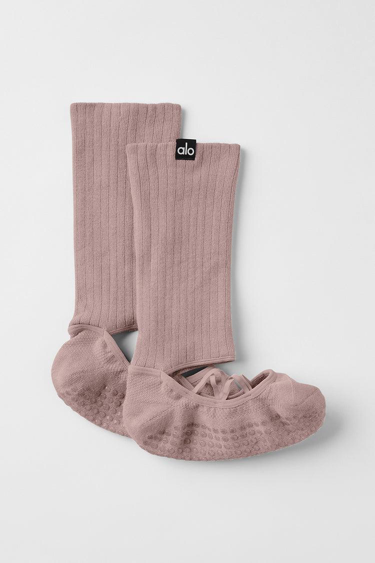 ALO | Womens Strappy Siren Grip Socks Beige, Size: S/M (5-7.5) Product Image