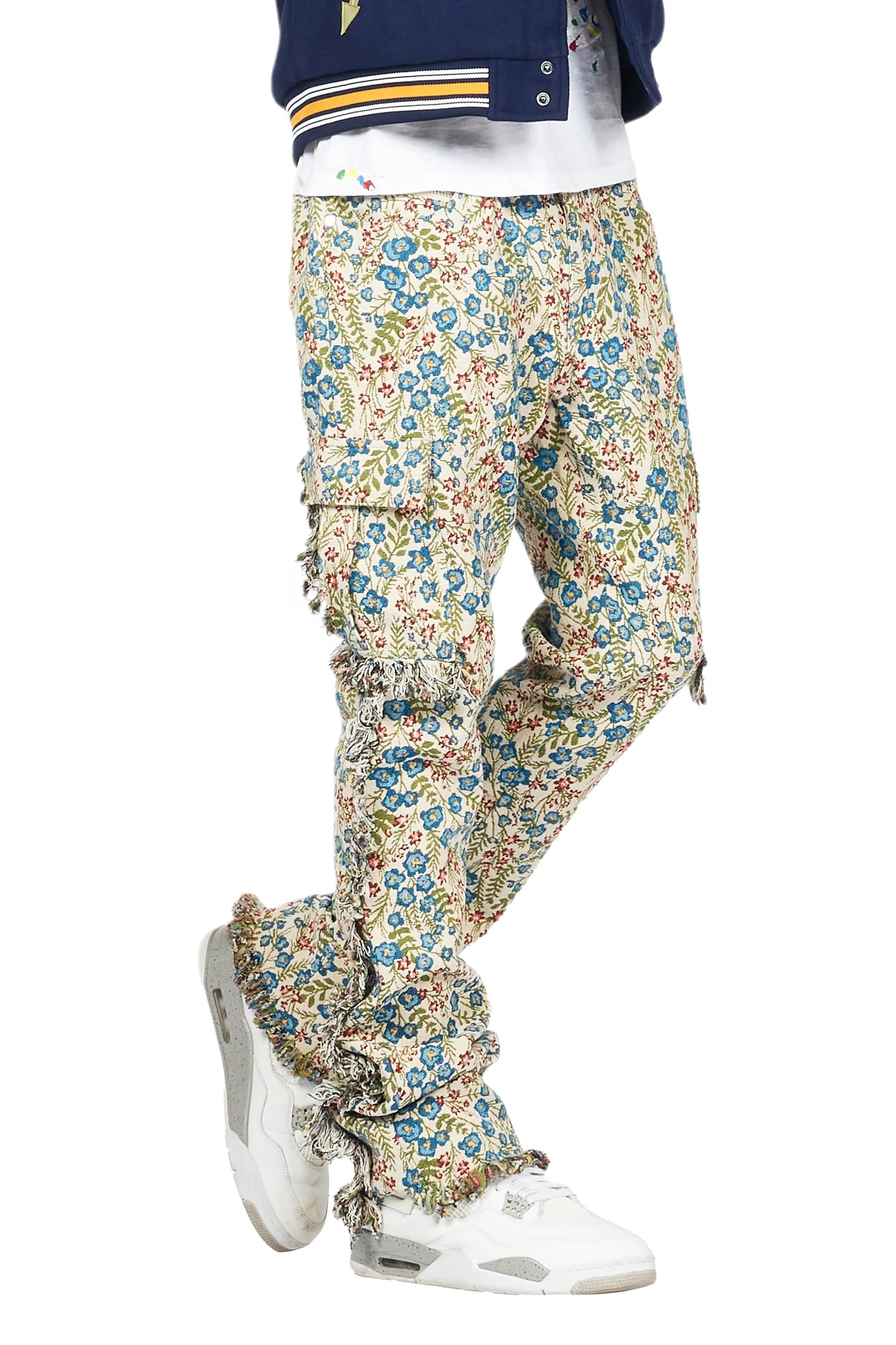 Ayara Beige/Multi Slim Tapestry Flare Jean Male Product Image