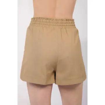 Taupe Linen Shorts with Drawstring Product Image