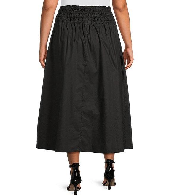 Skies Are Blue Plus Size Smocked Waist Midi Skirt Product Image