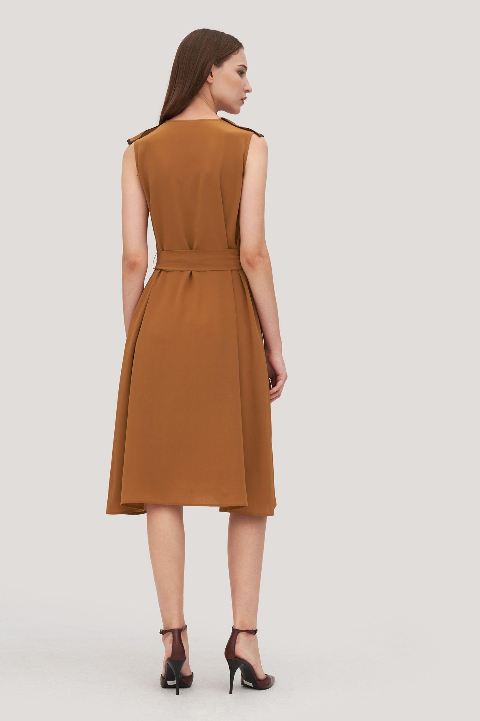 V-Neck Sleeveless Silk Orchid Dress Product Image