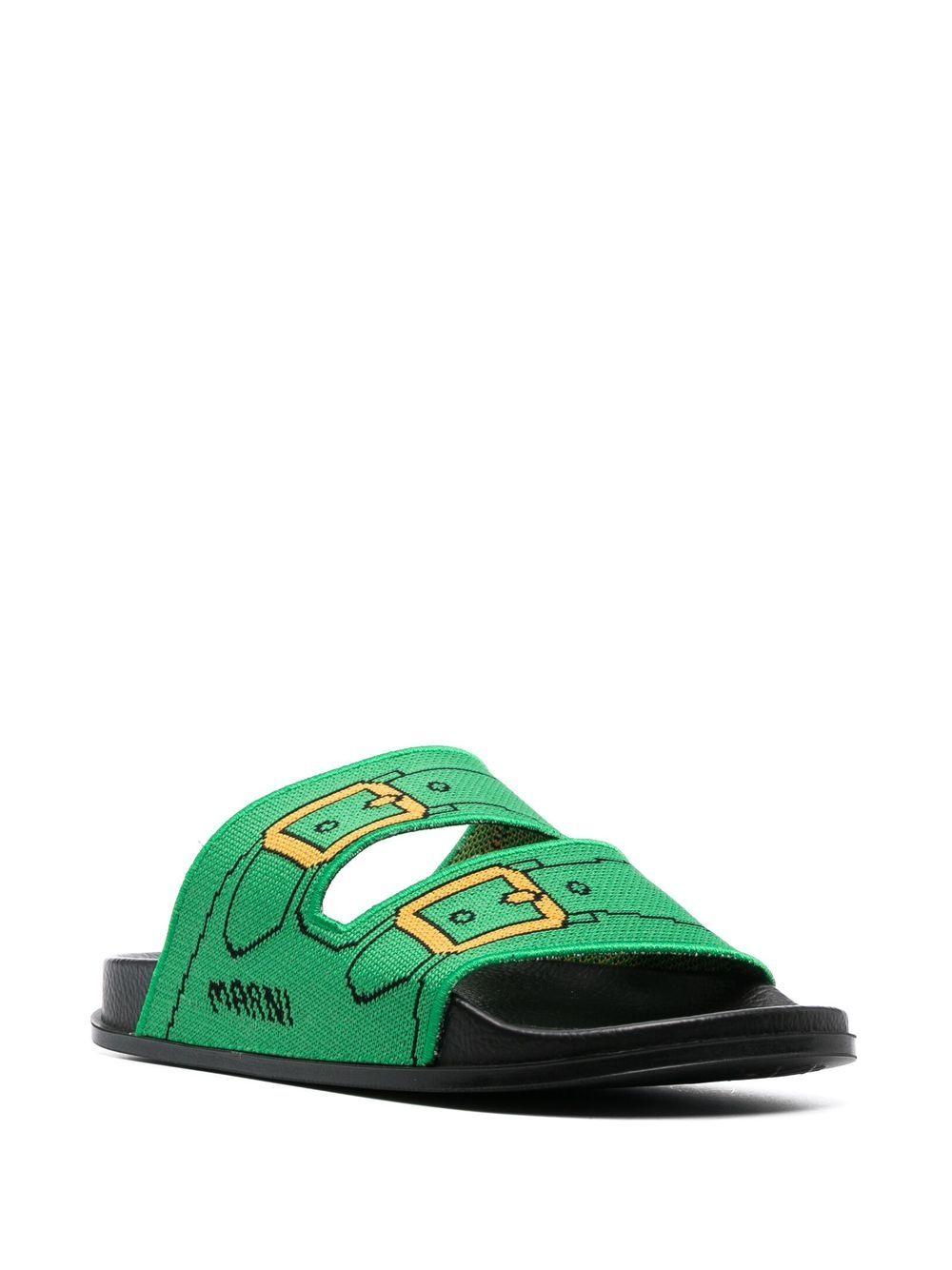 buckle double-strap-print slides Product Image