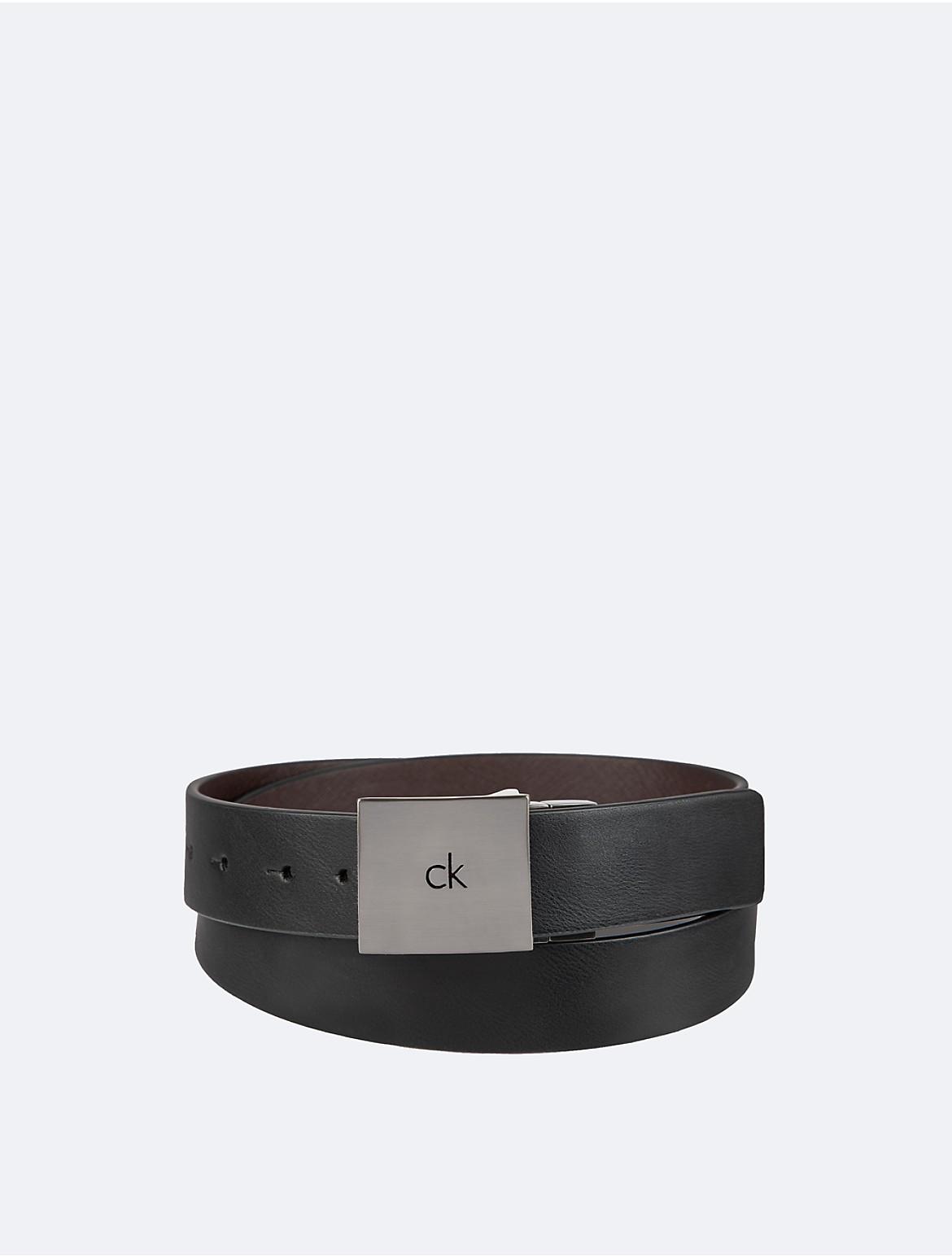 Calvin Klein Mens Reversible Square Logo Plaque Belt - Black Product Image