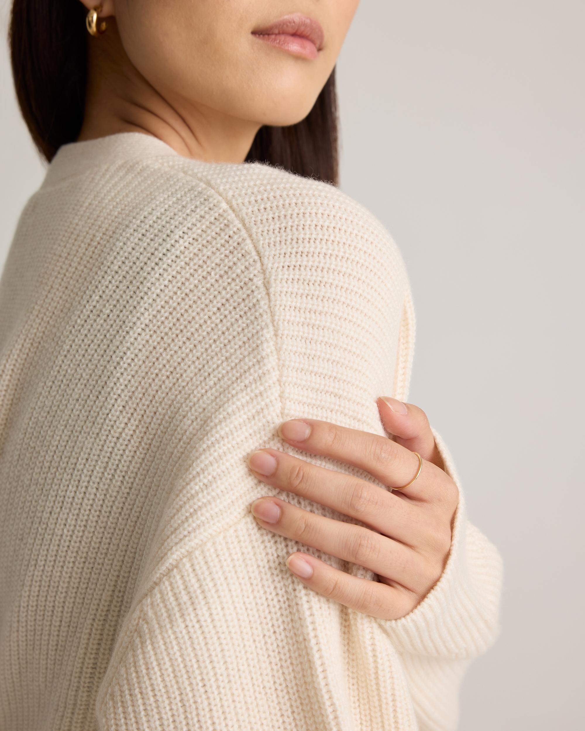 Quince | Women's Mongolian Cashmere Fisherman Boxy Cropped Cardigan Sweater Size XL Product Image