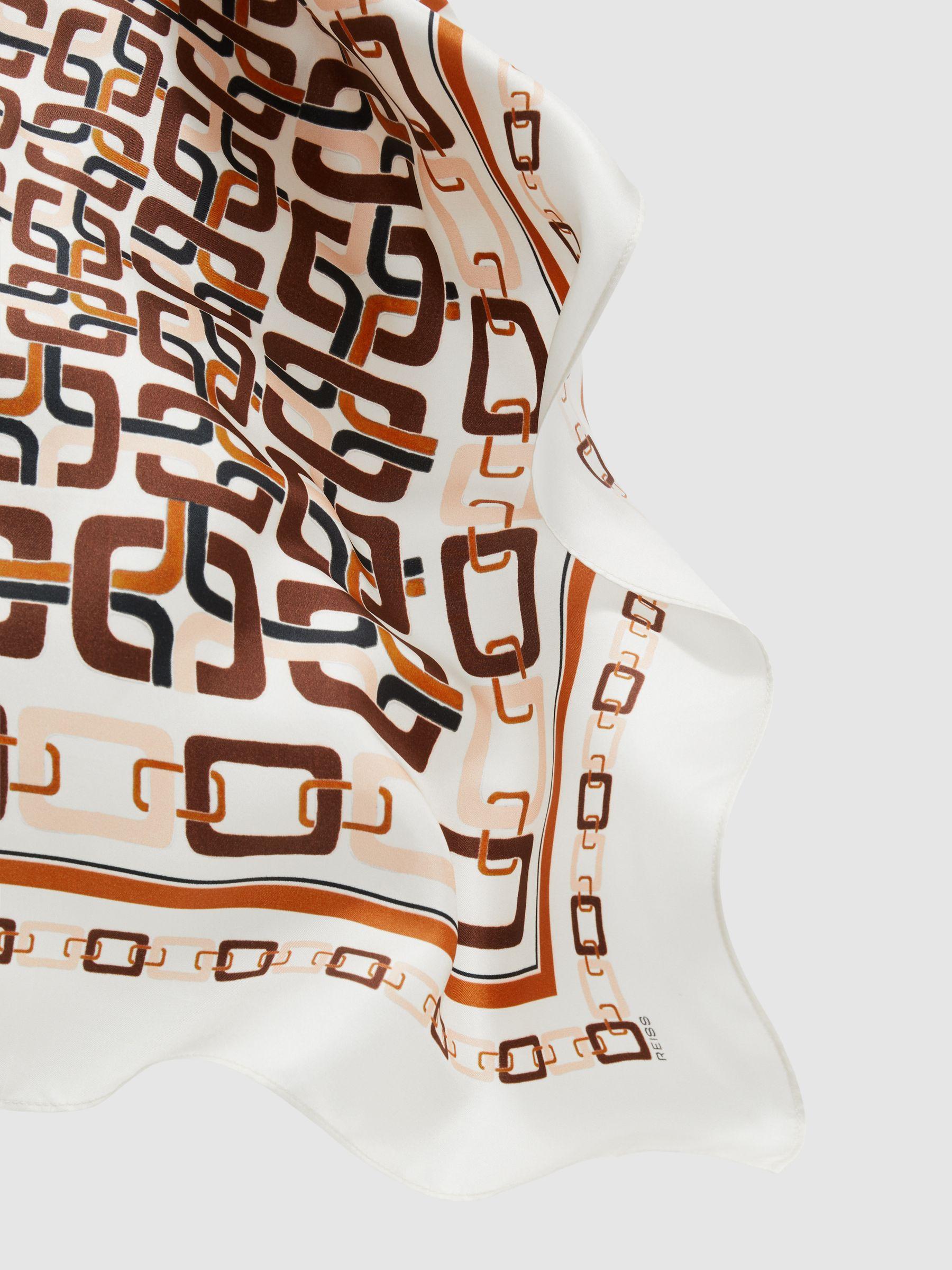 Silk Chain-Print Scarf in Taupe Product Image
