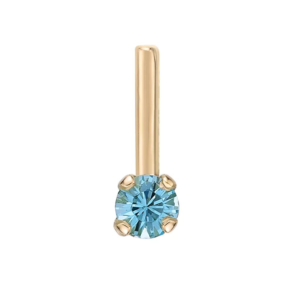 Lila Moon 14k Gold 90 Degree Blue Crystal Nose Stud, Women's Product Image