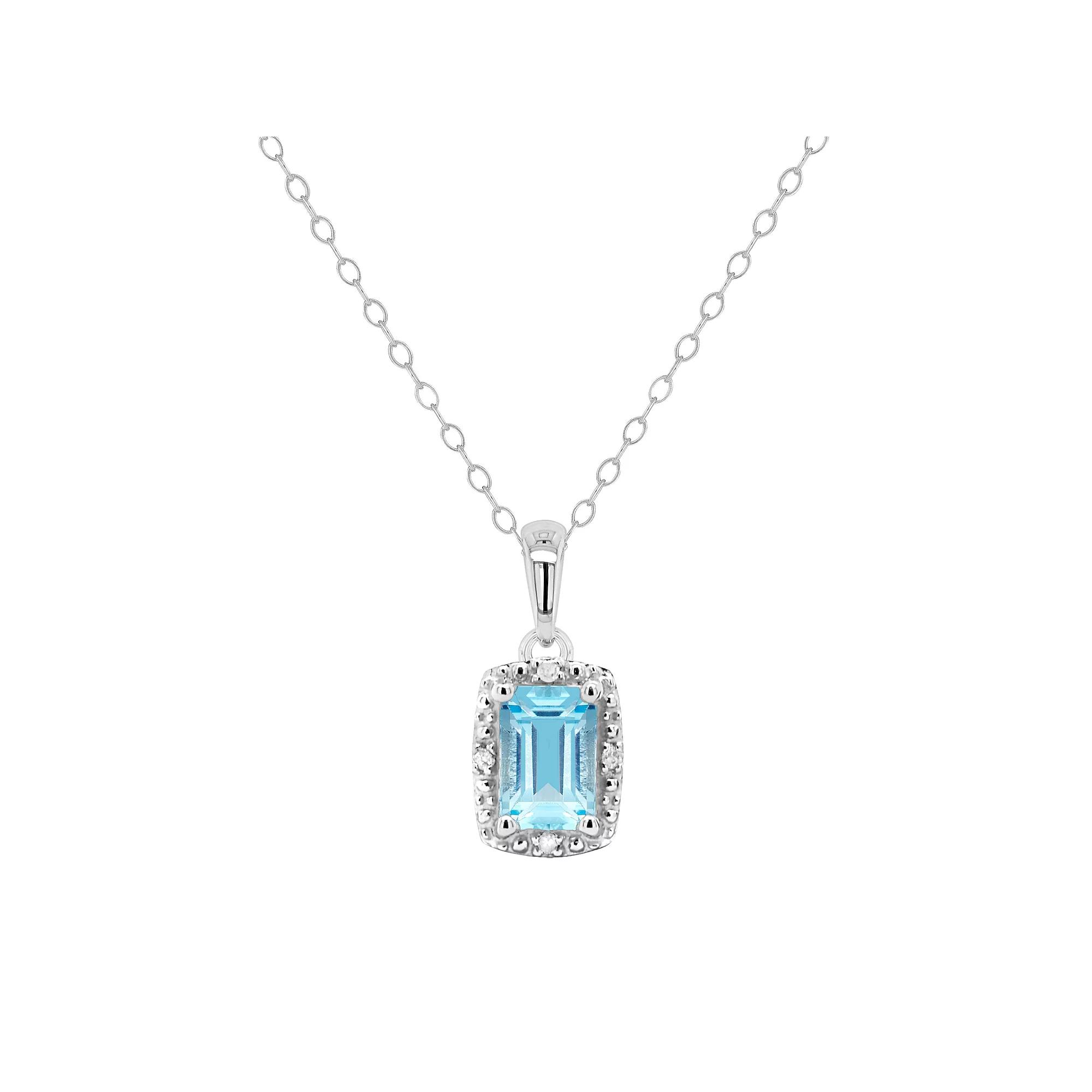 Celebration Gems Sterling Silver Gemstone & Diamond Accent Pendant Necklace, Women's,  Product Image