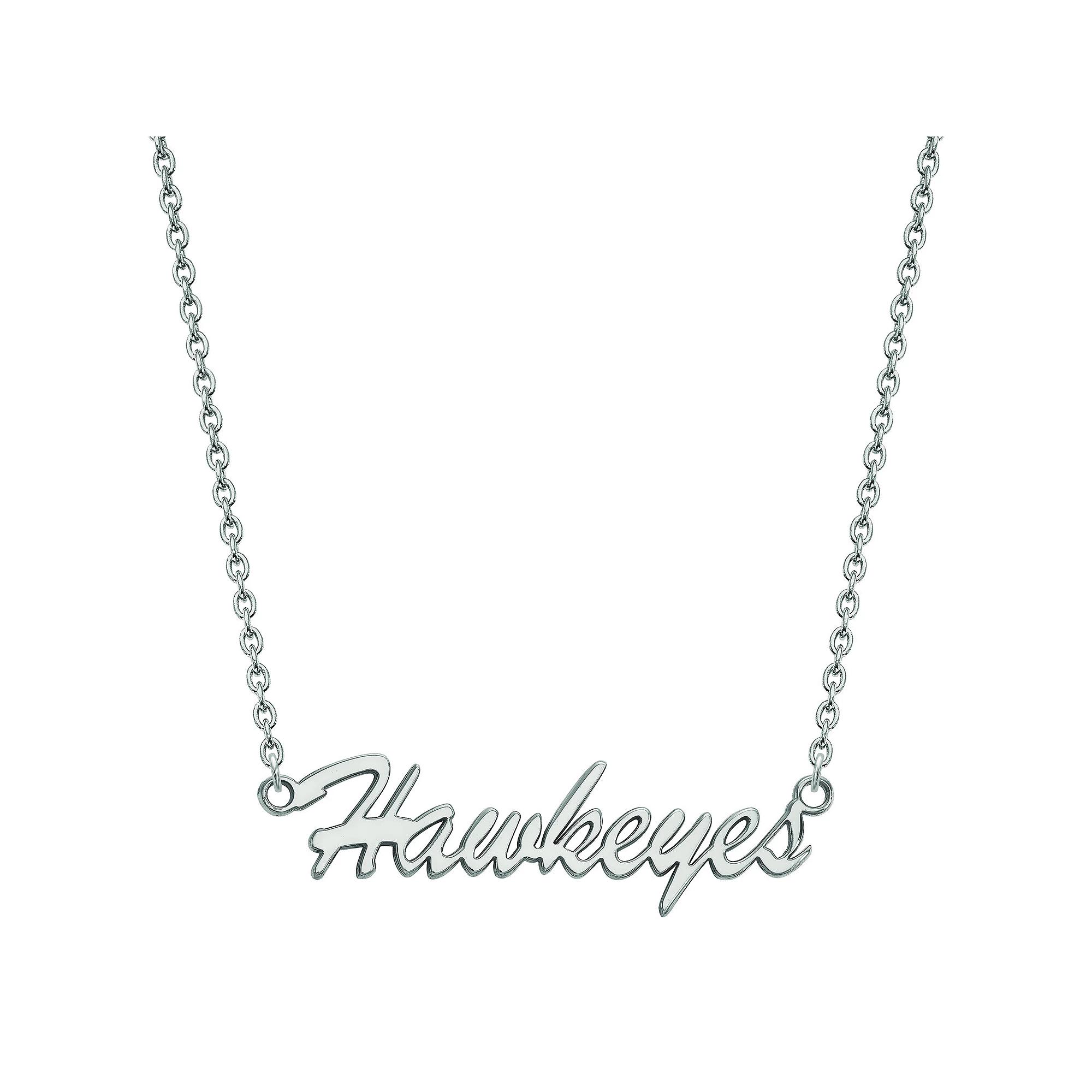 LogoArt Sterling Silver University of Iowa "Hawkeyes" Pendant Necklace, Women's, Size: 18 mm Product Image