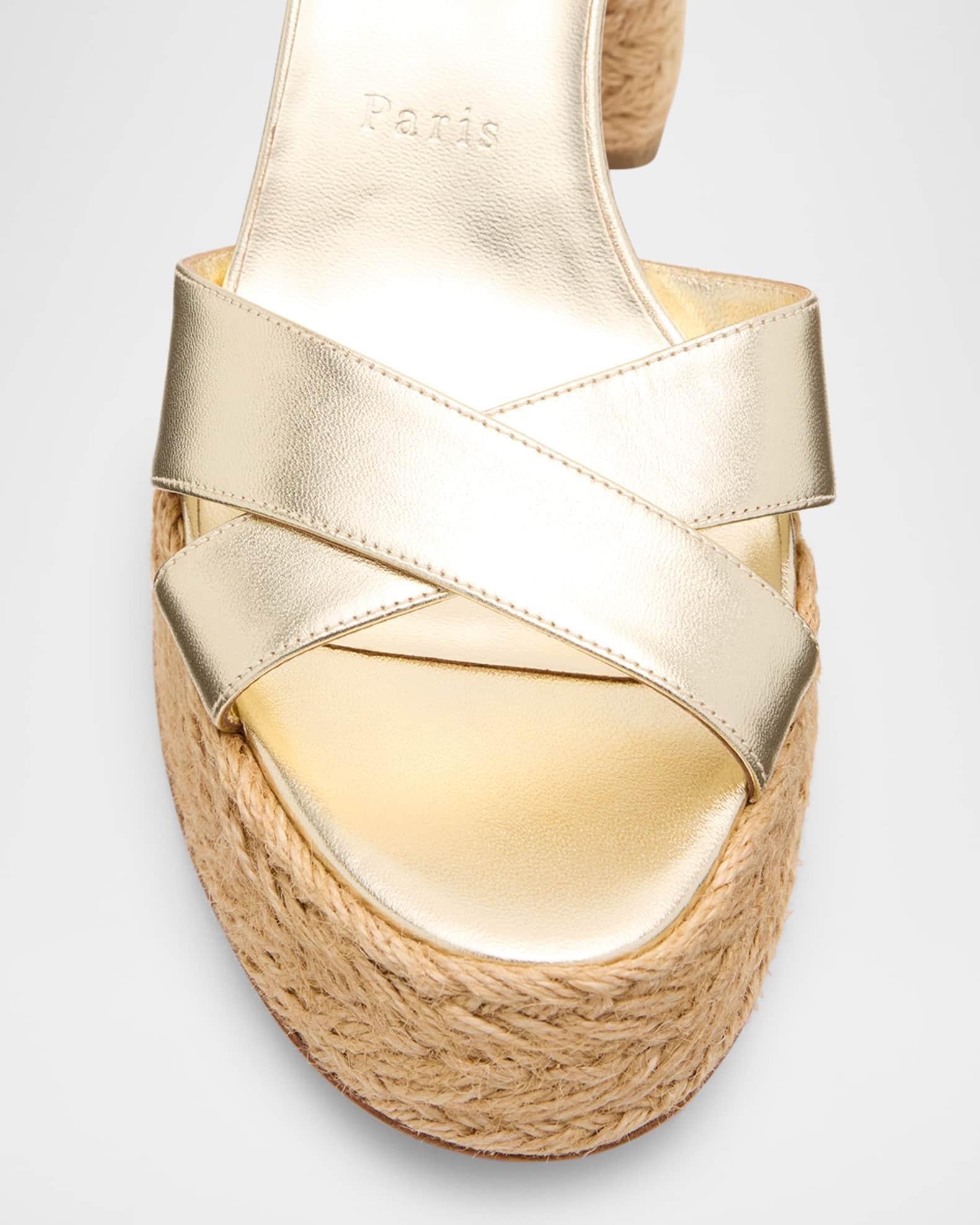 Metallic Crisscross Red Sole Platform Sandals Product Image