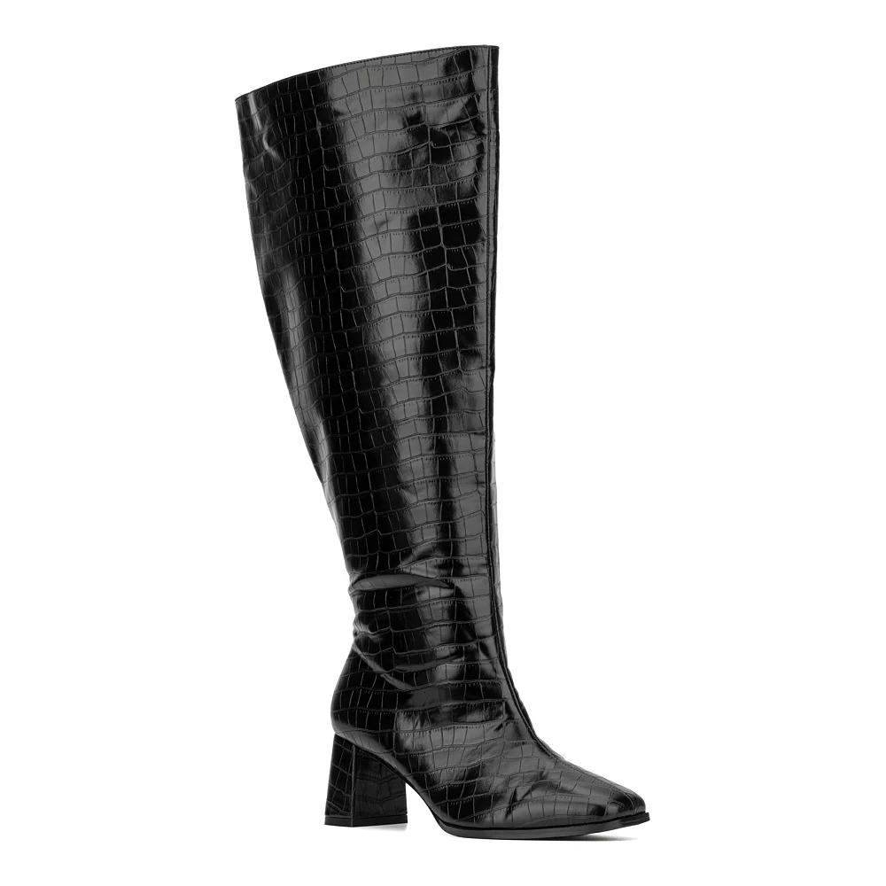 Fashion to Figure Milan Women's Extra Wide Calf Knee-High Boots, Size: 8 Wide, Black Product Image