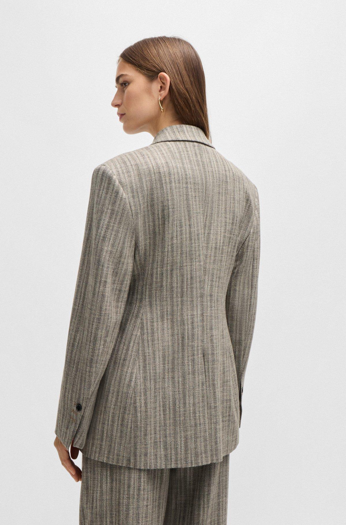 Slim-fit jacket in striped stretch cloth Product Image
