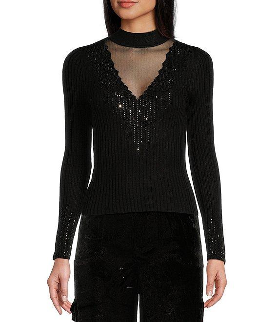 Guess Alice Rhinestone-Embellished High Neck Sweater Product Image