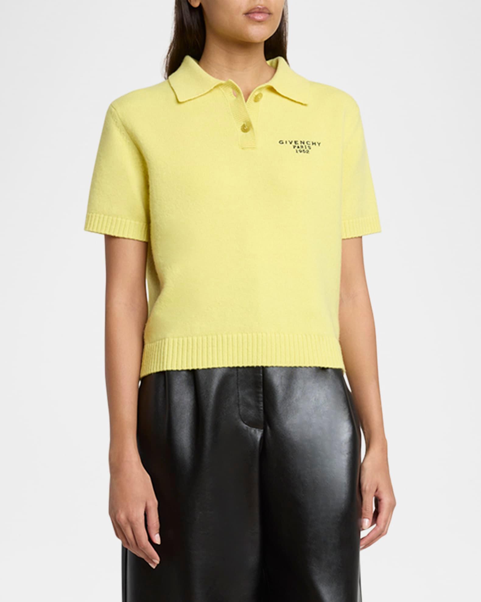 Embroidered Short-Sleeve Wool-Cashmere Polo Product Image