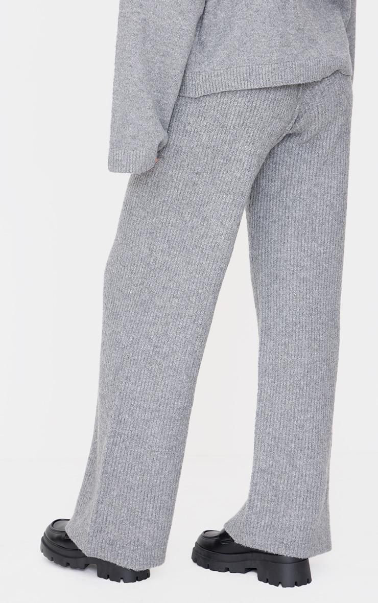 Tall Grey Knit Wide Leg Pants Product Image