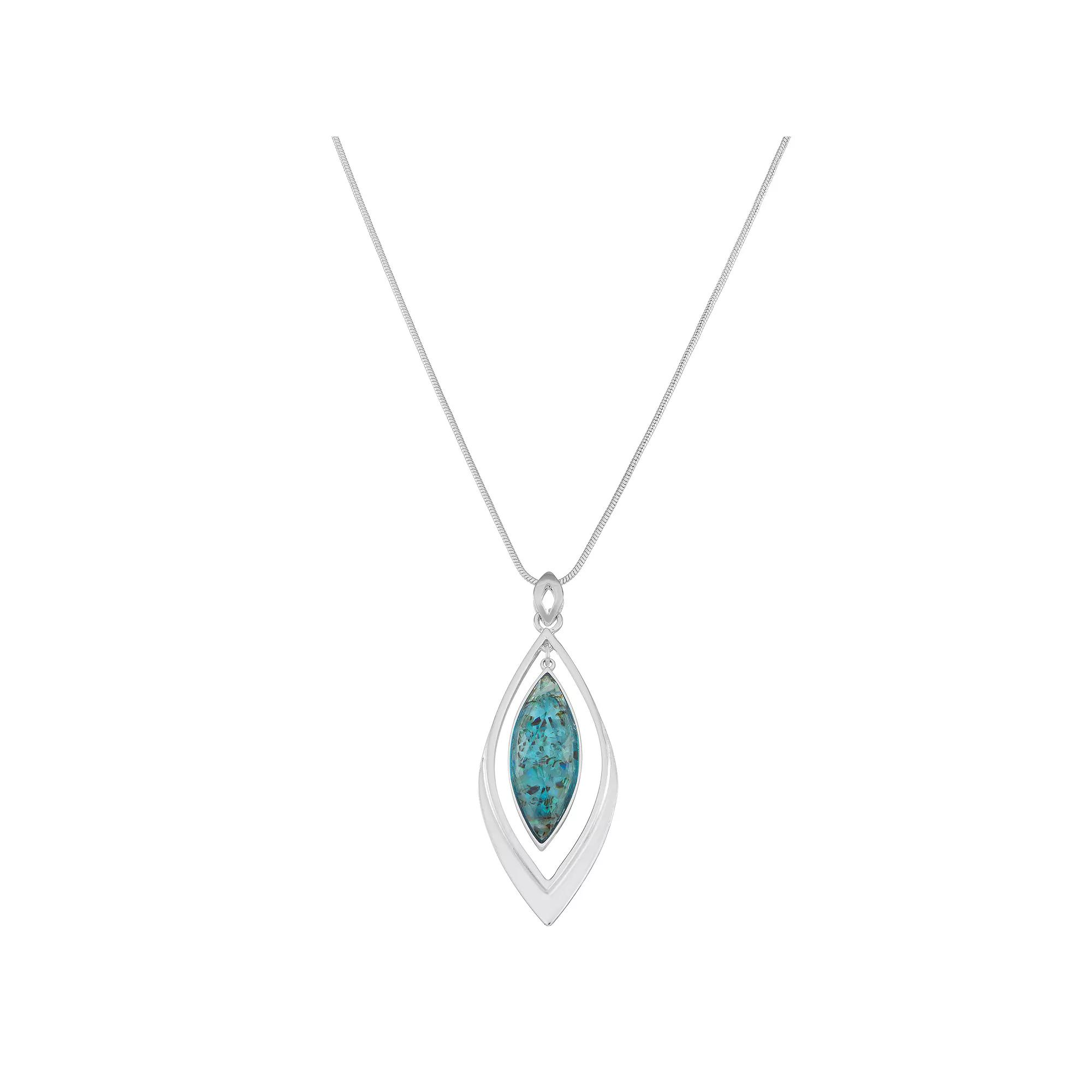 Napier Silver Tone Orbital Blue Green Pendant Necklace, Women's Product Image