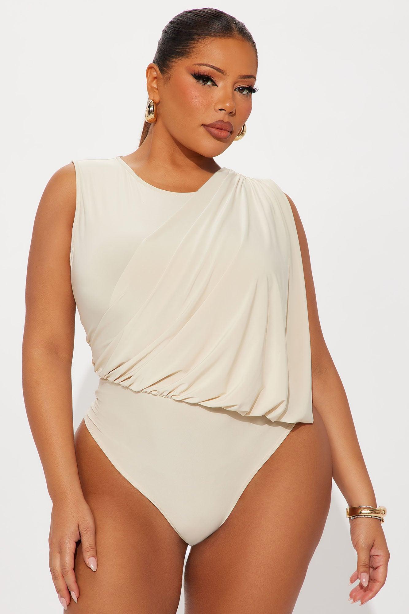 Willa Ruched Sleeveless Bodysuit - Cream Female Product Image