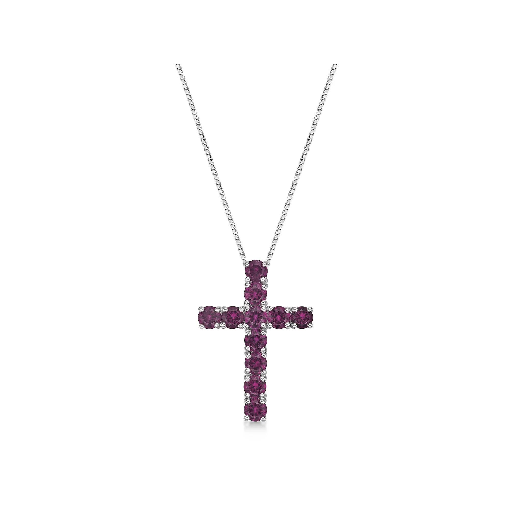 Gemminded Sterling Silver Lab-Created Sapphire Cross Pendant Necklace, Women's, Size: 18" Product Image