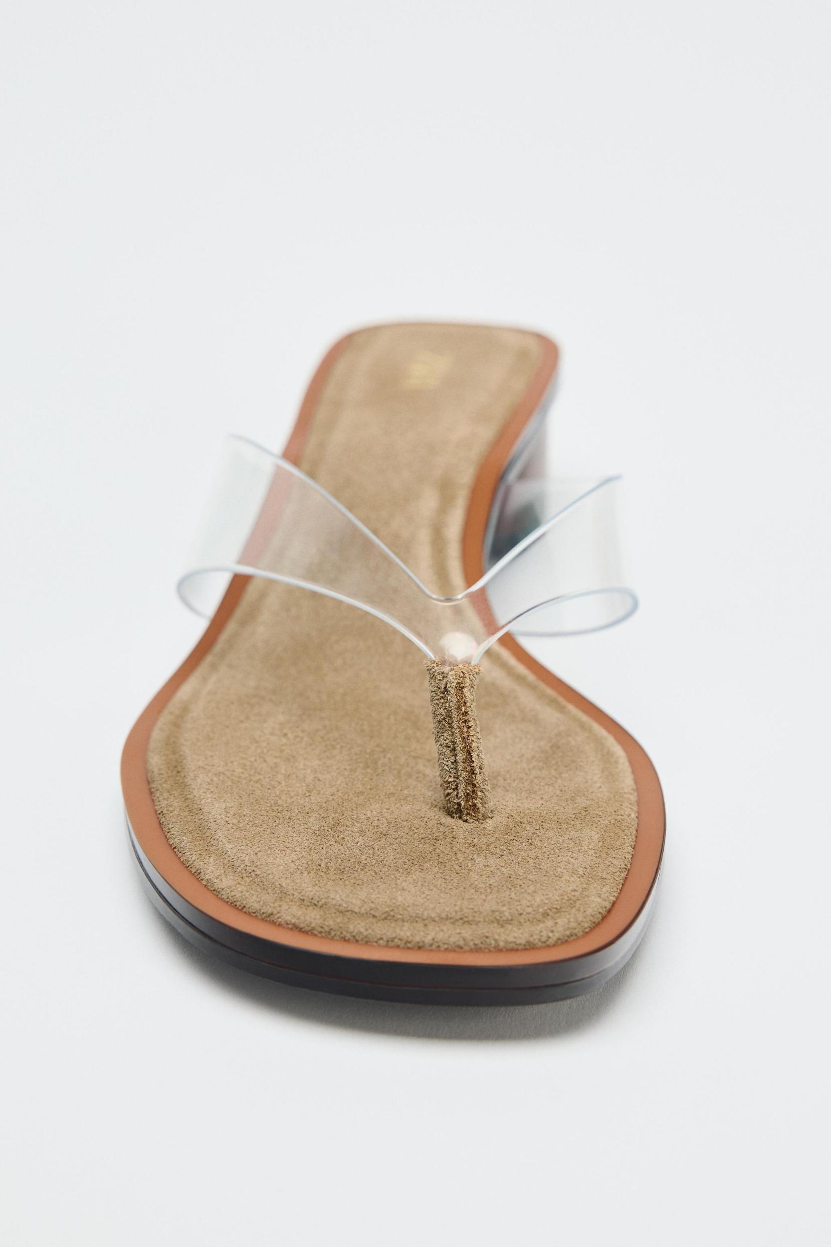 WIDE HEELED VINYL SANDALS Product Image