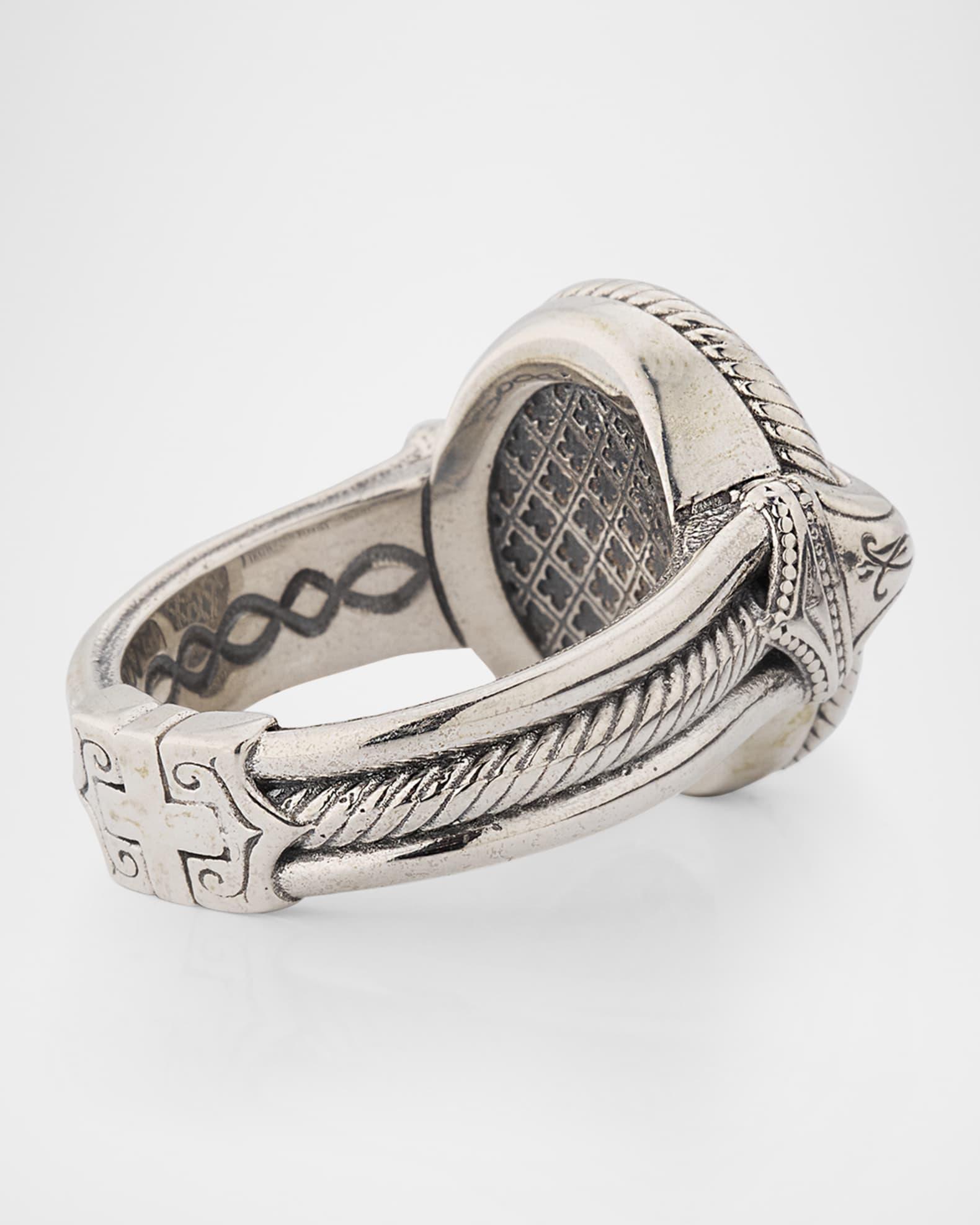 Mens Sterling Silver and Black Onyx Signet Ring Product Image