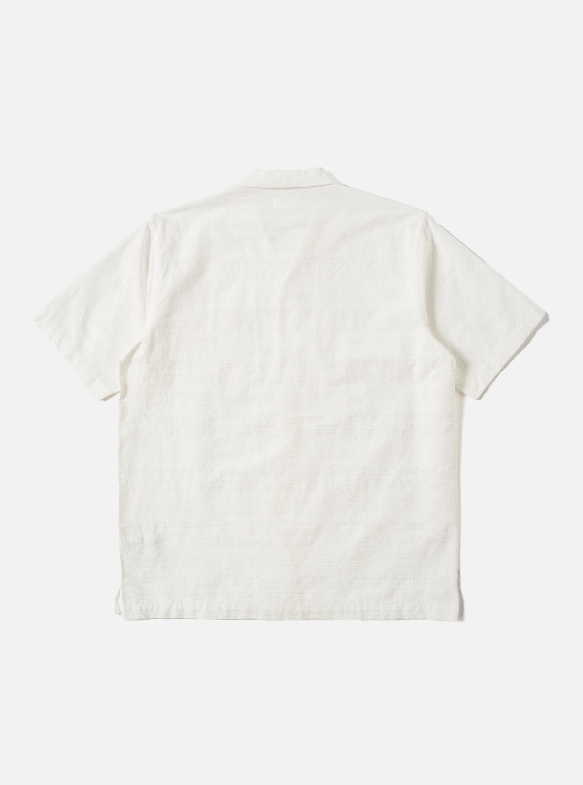 Universal Works Minari Shirt in Ecru Deffe Self Stripe Product Image