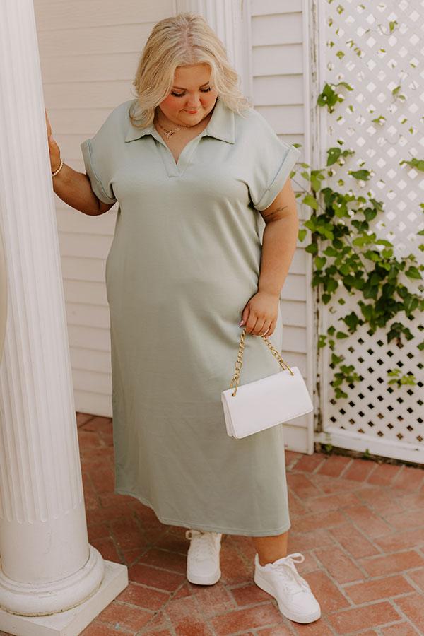 Cue The Casual T-shirt Midi Dress in Sage Curves Product Image