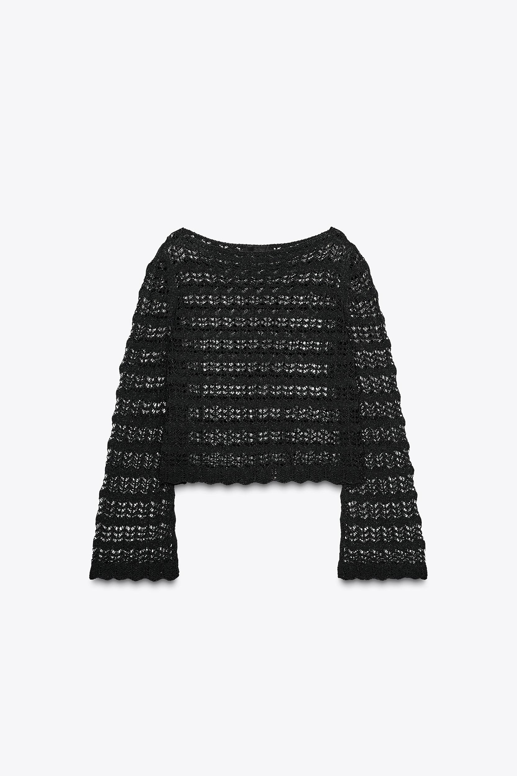 POINTELLE KNIT CROP SWEATER Product Image