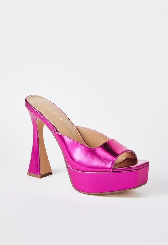 JustFab Margaux Platform Loafer Pump Womens Black/ White Size 8.5 Product Image