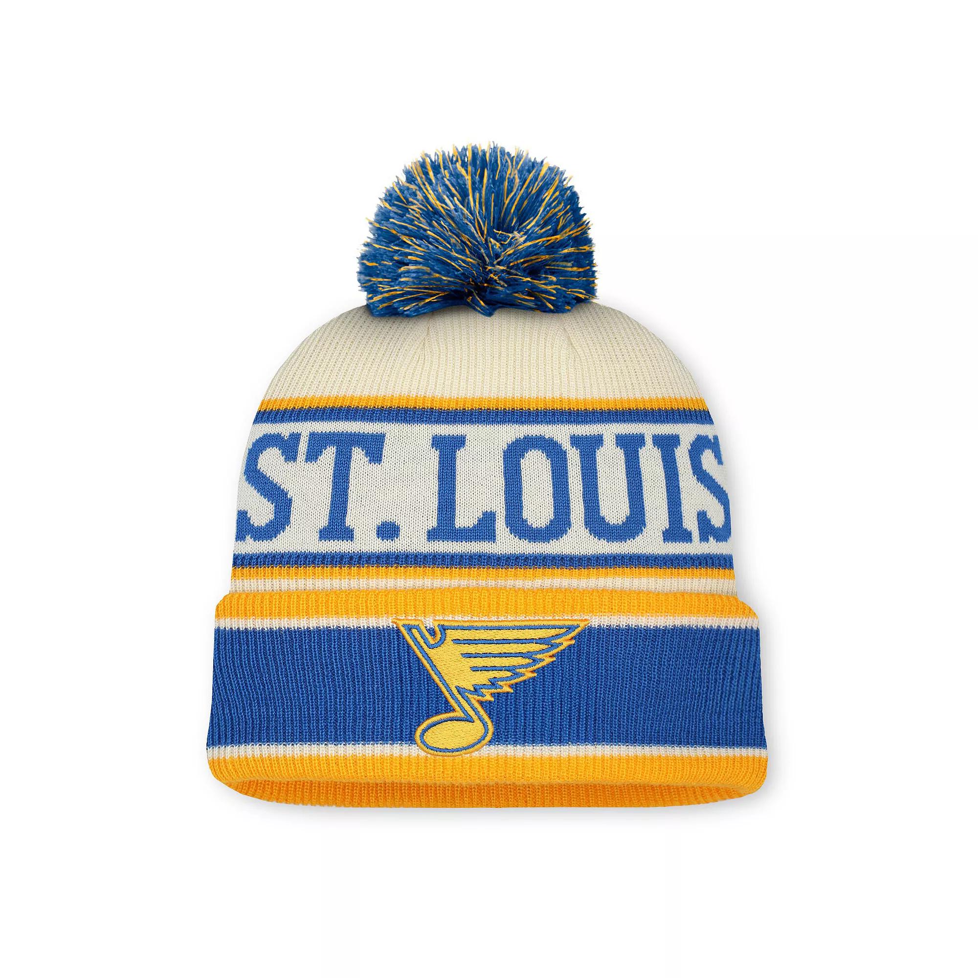 Men's Fanatics Blue/Cream St. Louis Blues 2025 NHL Winter Classic Cuffed Knit Hat with Pom Product Image
