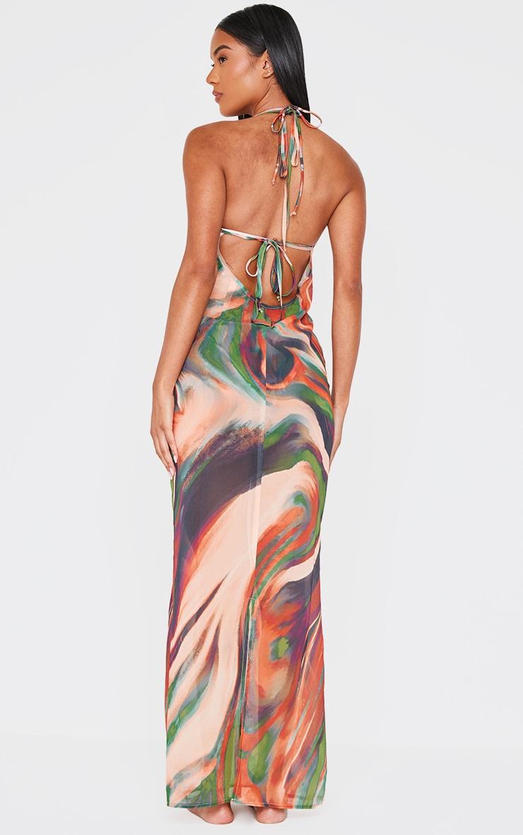Multi Printed Chiffon Deep Plunge Maxi Beach Dress Product Image