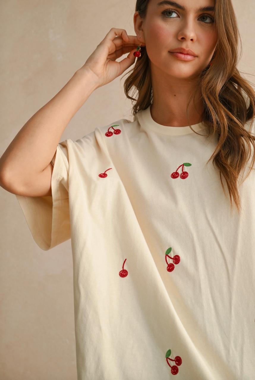 Cherry Embroidered Tee Product Image