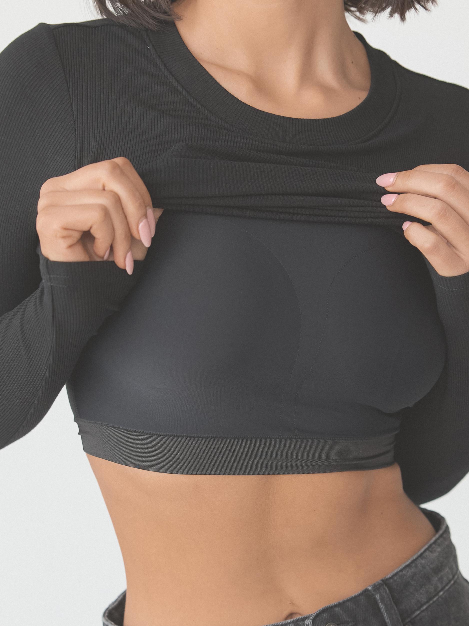 Ribbed Crew Neck Long Sleeve Crop Product Image