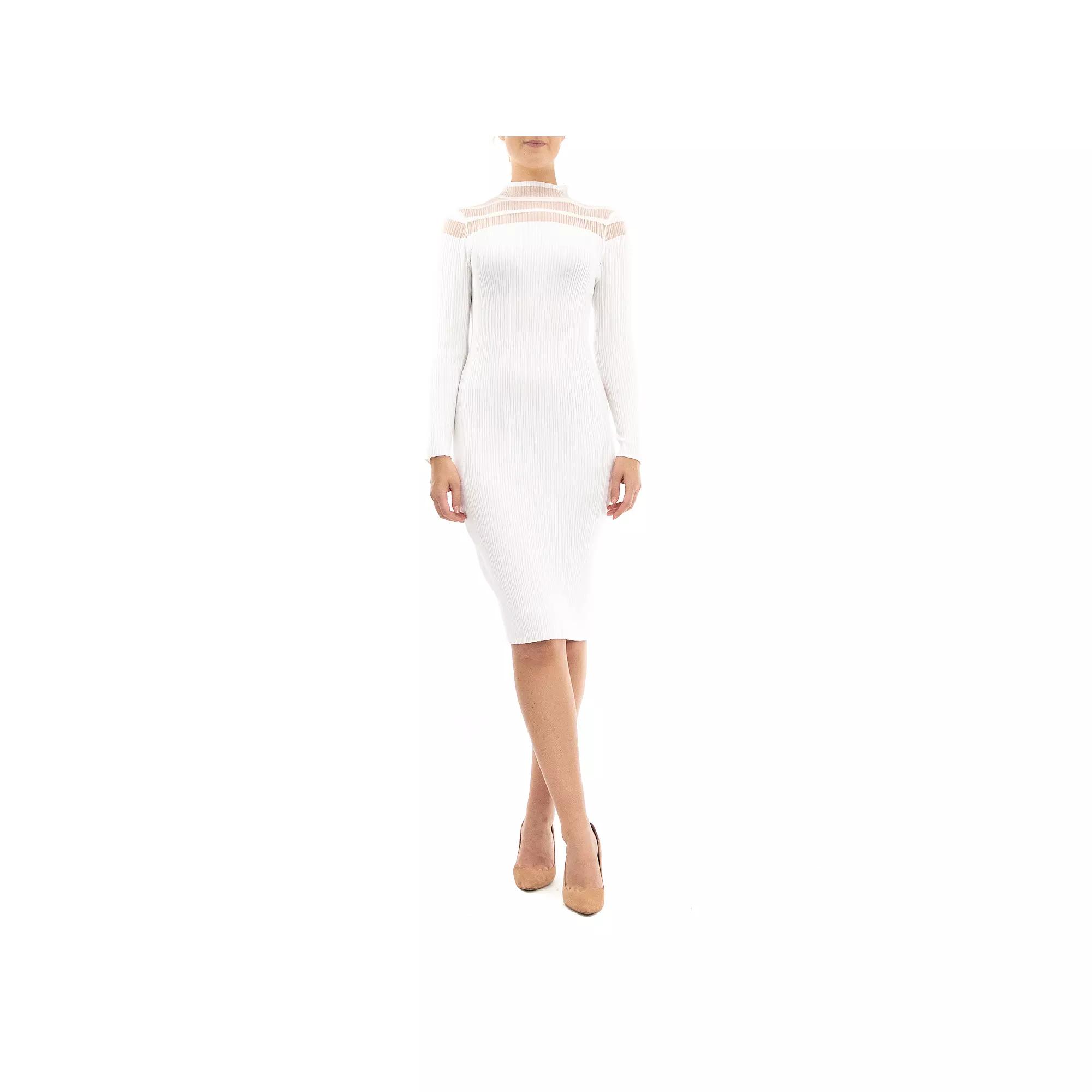 Women's Nina Leonard Mockneck Long Sleeve Midi Sweater Dress,  Product Image