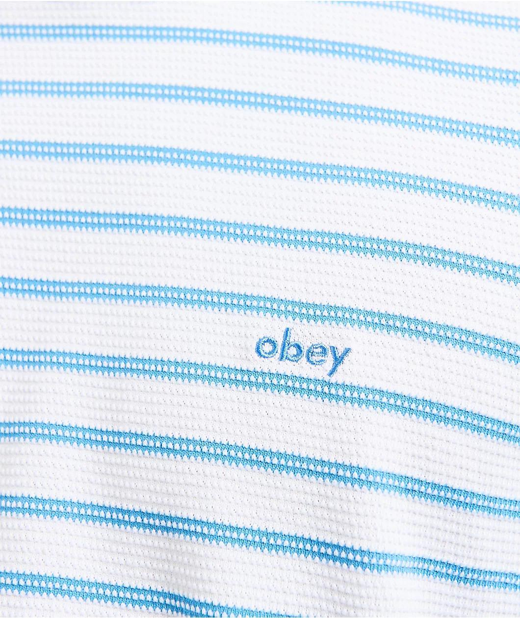 Obey Striped White & Blue Knit T-Shirt Product Image