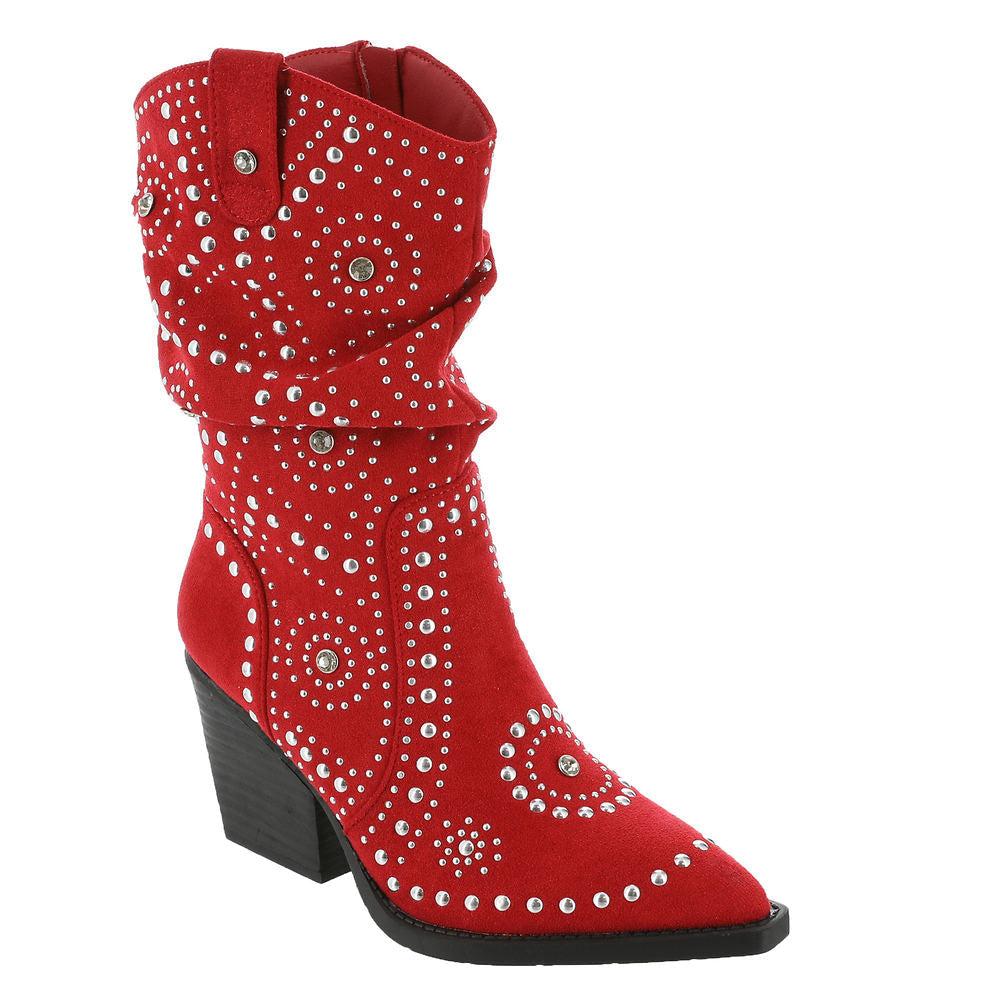 Stellar Red Studded Boots by Very G Product Image