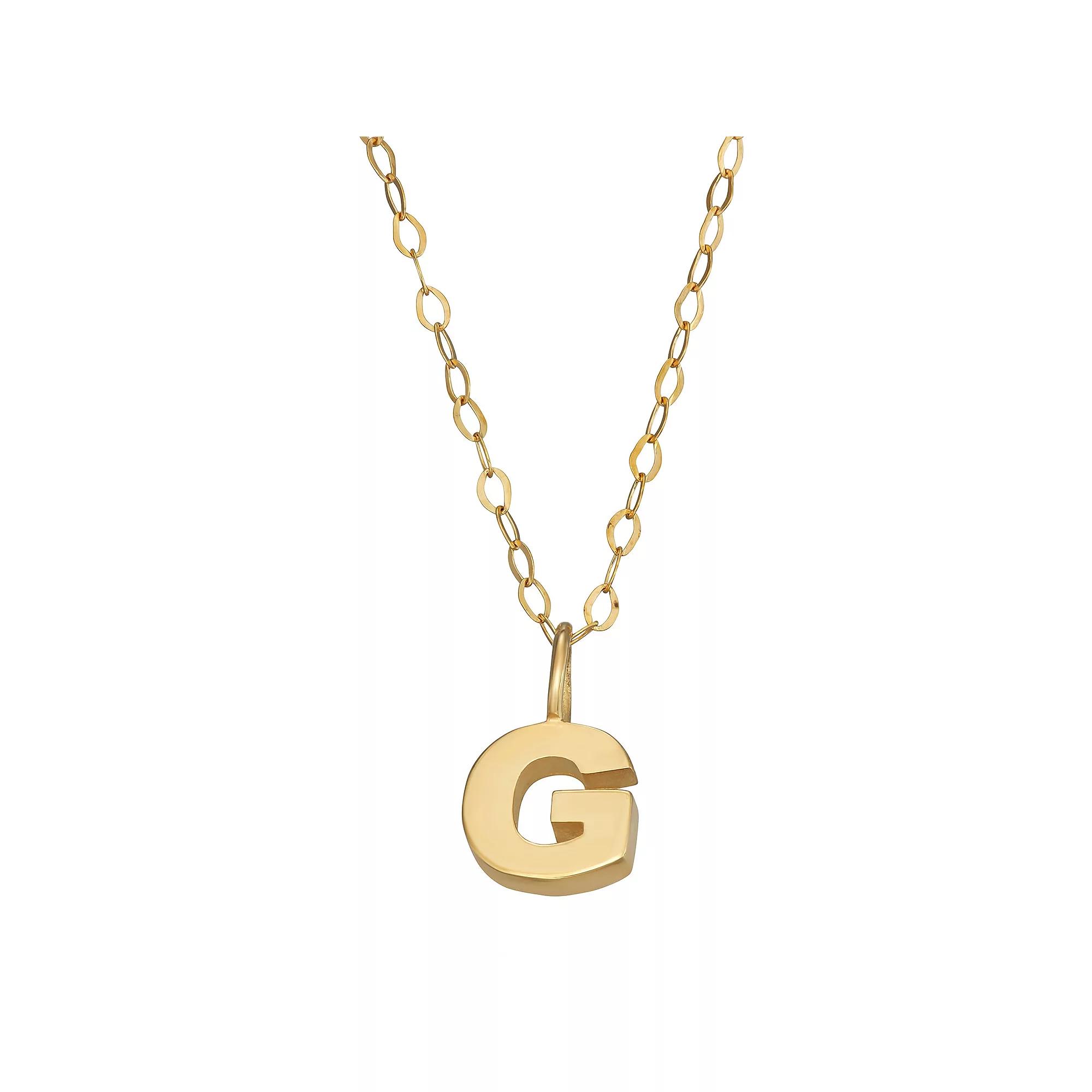10K Gold Initial Pendant on 14K Gold Filled Chain, Womens Product Image