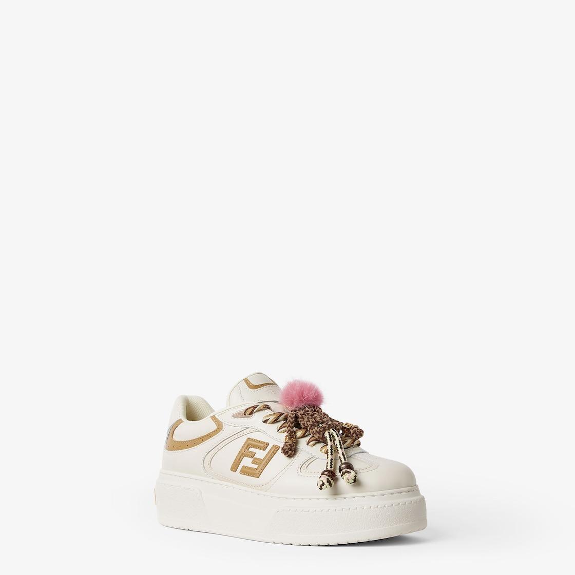 Fendi Match Low top platform shoes in white leather with charm Product Image