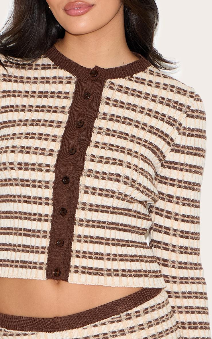 Chocolate Stripe Knitted Cardigan Product Image