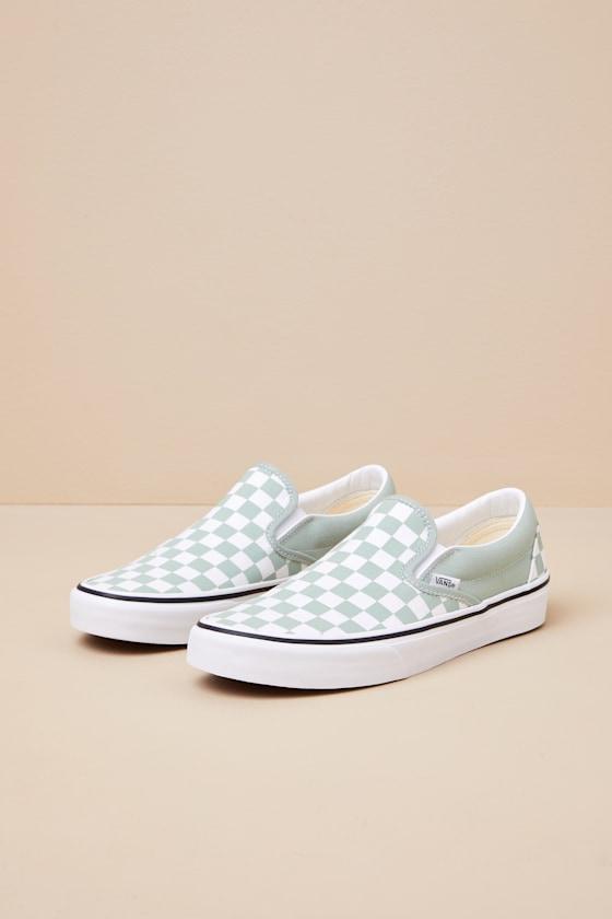 Classic Desert Sage Checkerboard Slip-On Sneakers Product Image