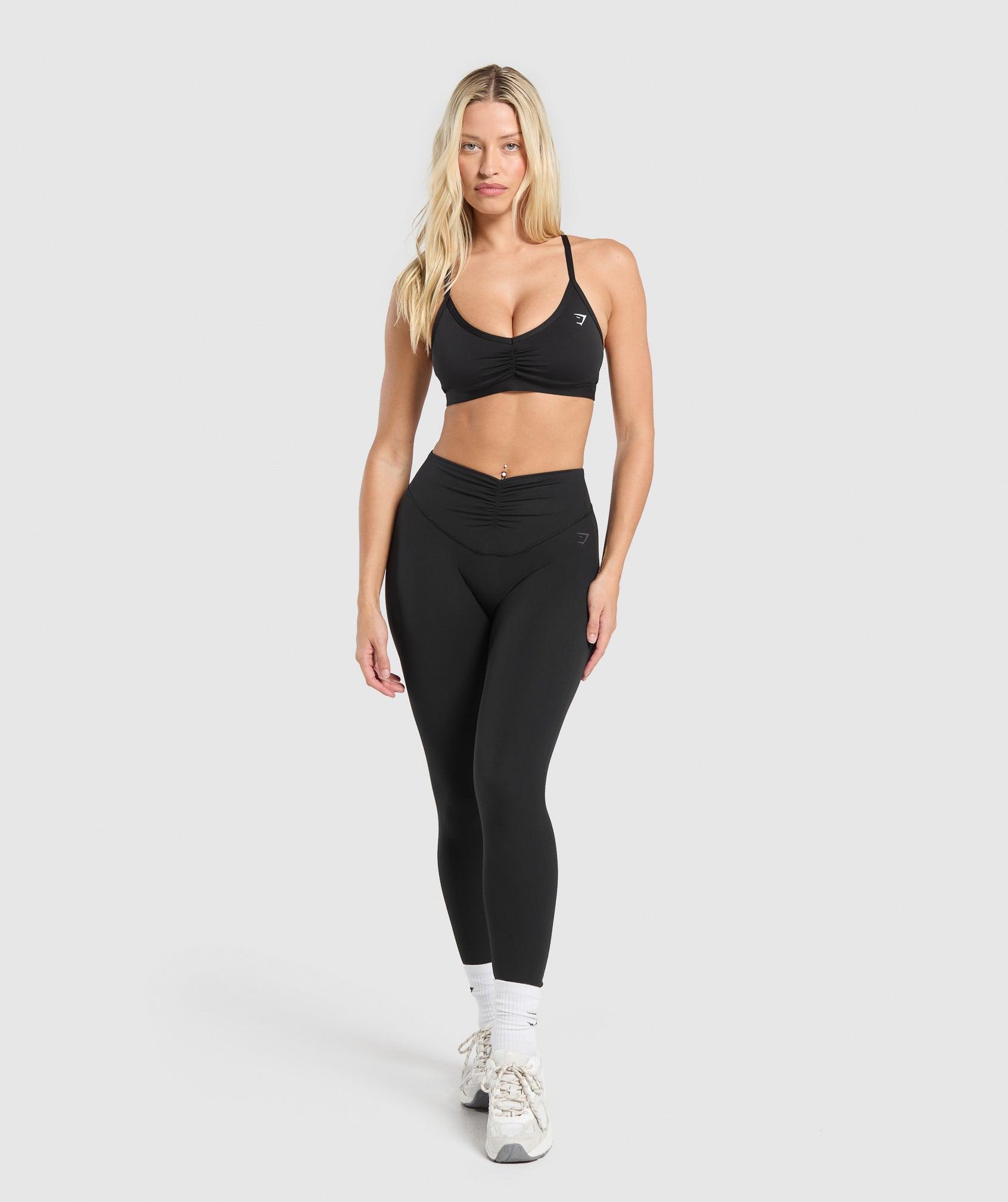 Gymshark Ruched Strappy Sports Bra - Black Female Product Image