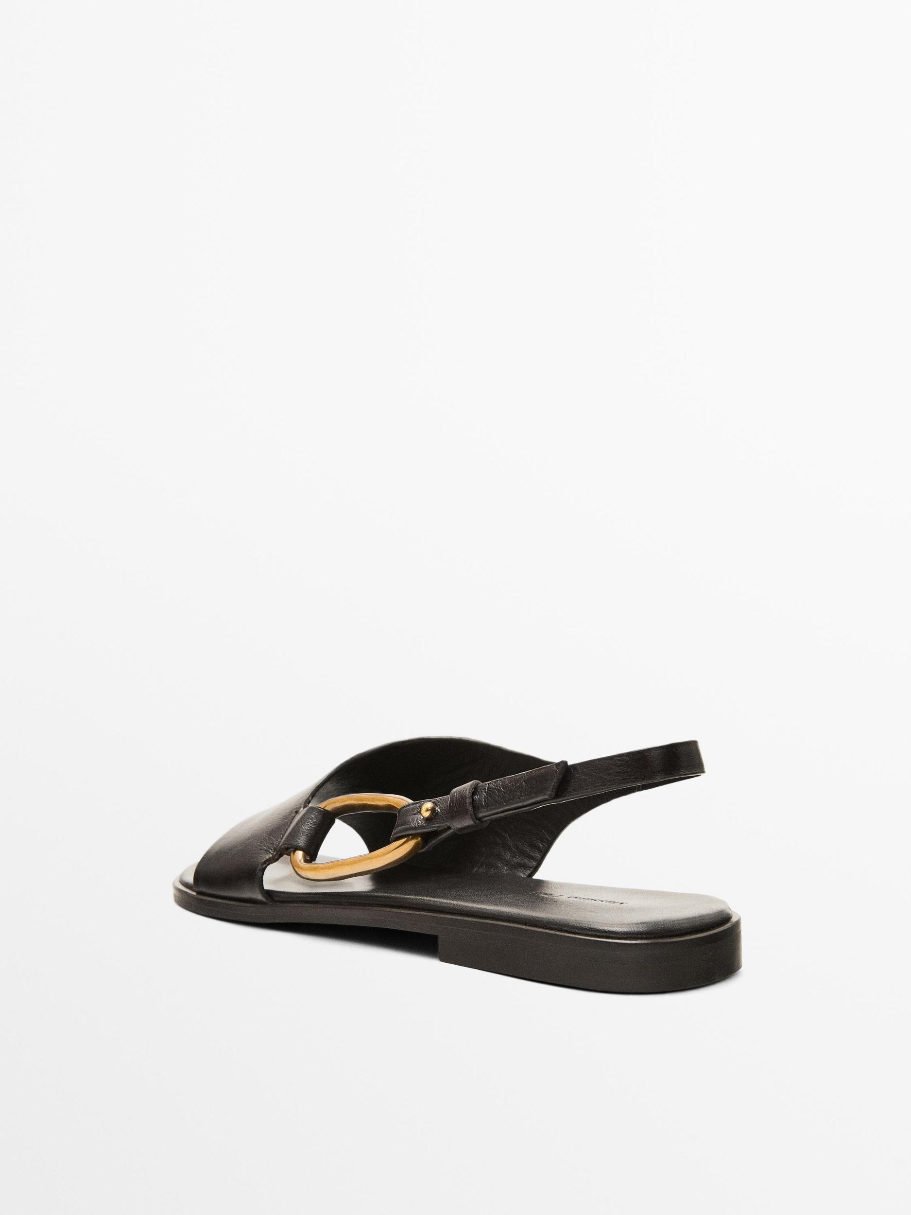 Leather sandals with ring detail Product Image