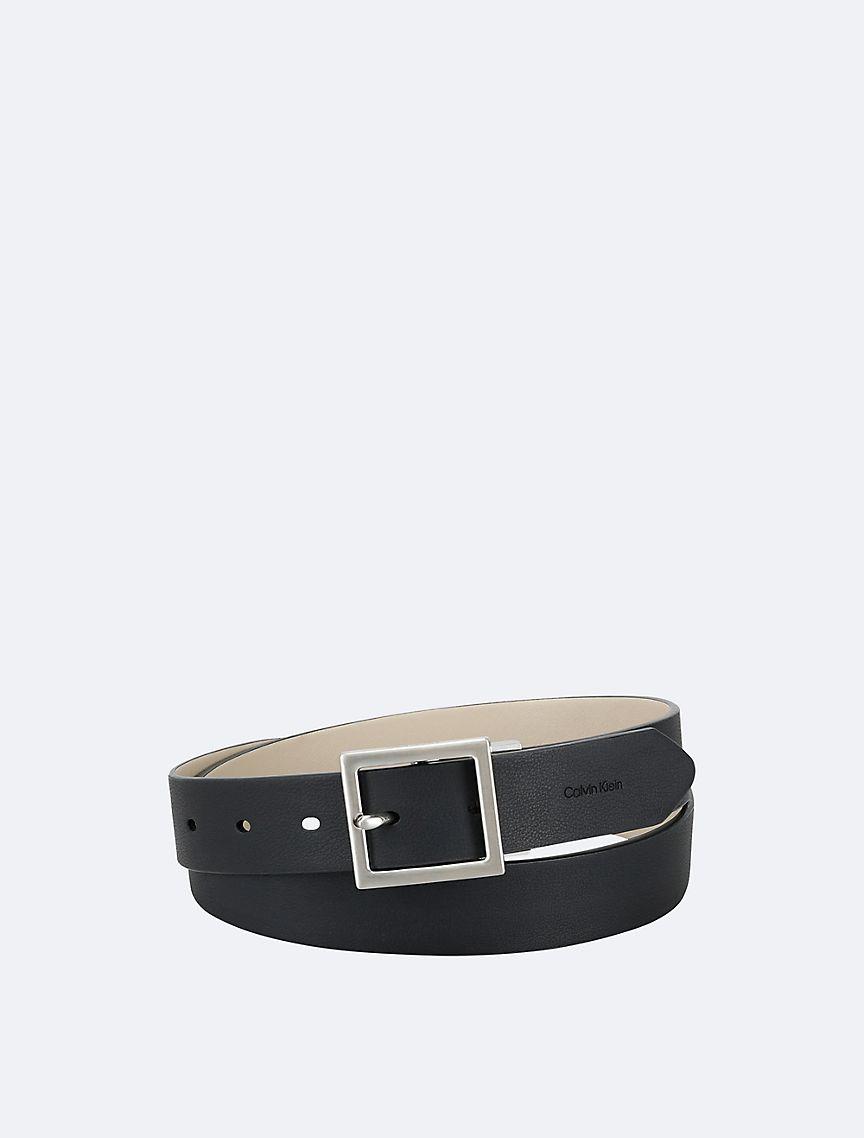 Calvin Klein Womens Reversible Center Bar Buckle Belt - Black Product Image