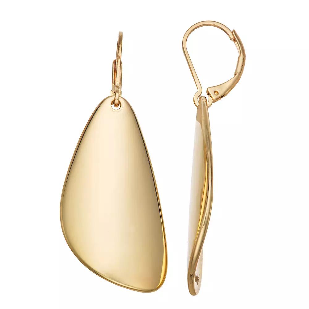 Nine West Gold Tone Metal Sheet Drop Leverback Earrings, Womens Product Image