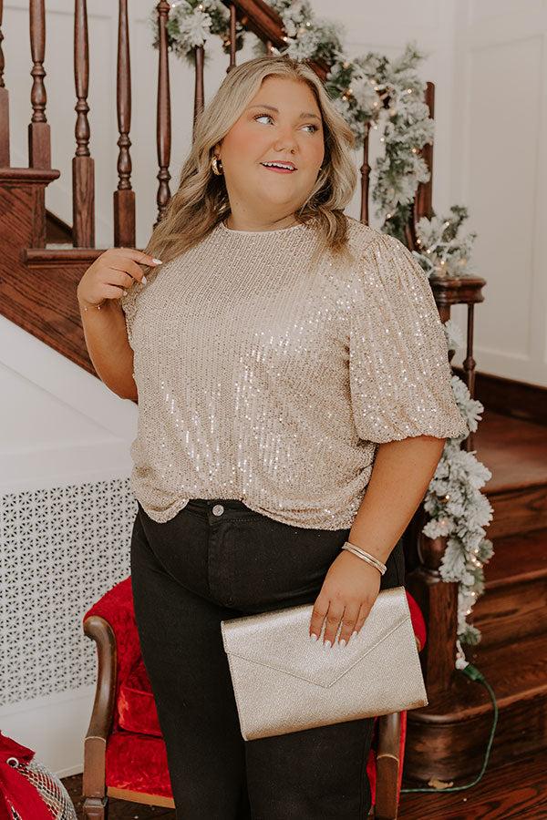 Champagne Sippin' Sequin Top Curves Product Image