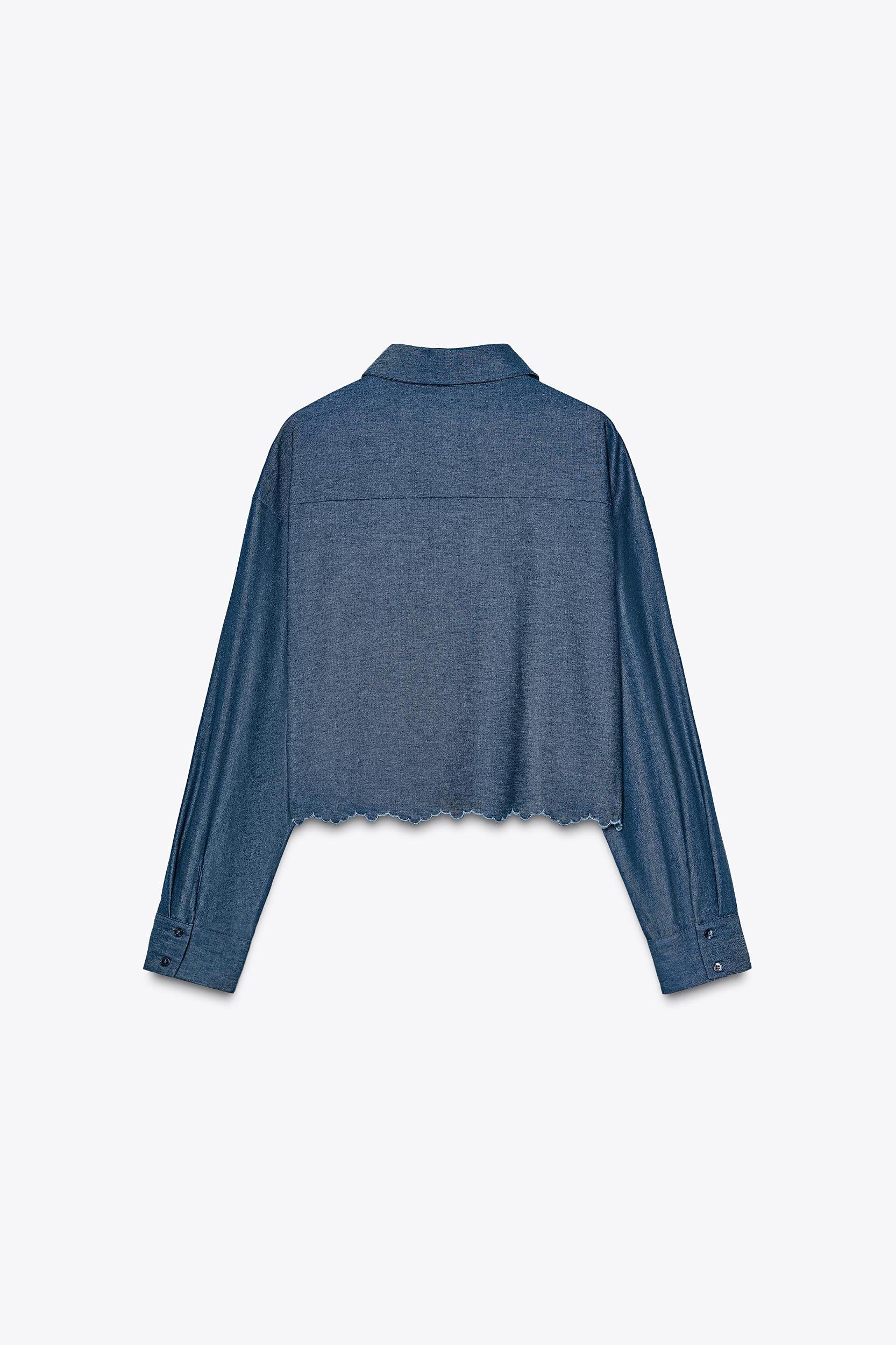 EMBROIDERED EYELET CROPPED SHIRT Product Image