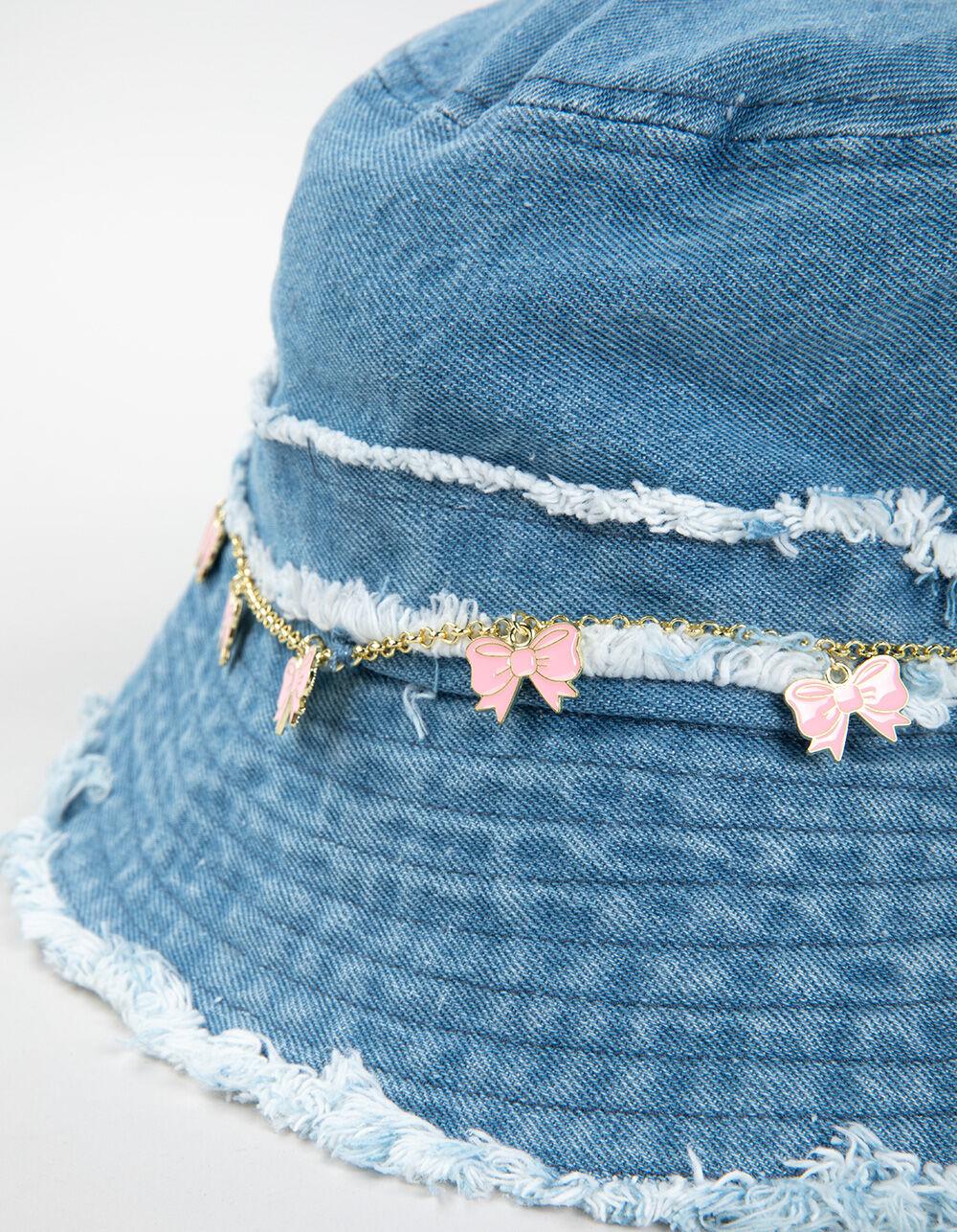 Bow Charm Womens Bucket Hat - DENIM Product Image