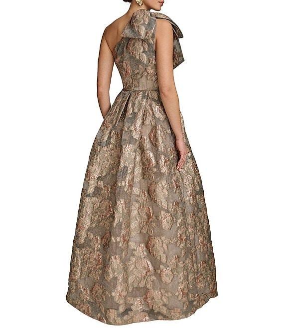 Donna Karan Sleeveless One Shoulder Jacquard Ball Gown Product Image