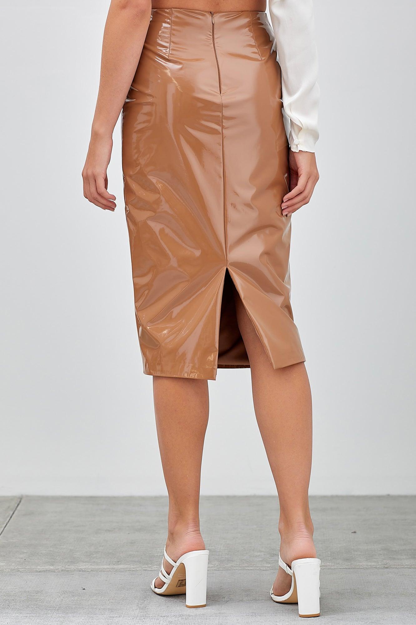 Sandstone Patent Leather Skirt Product Image