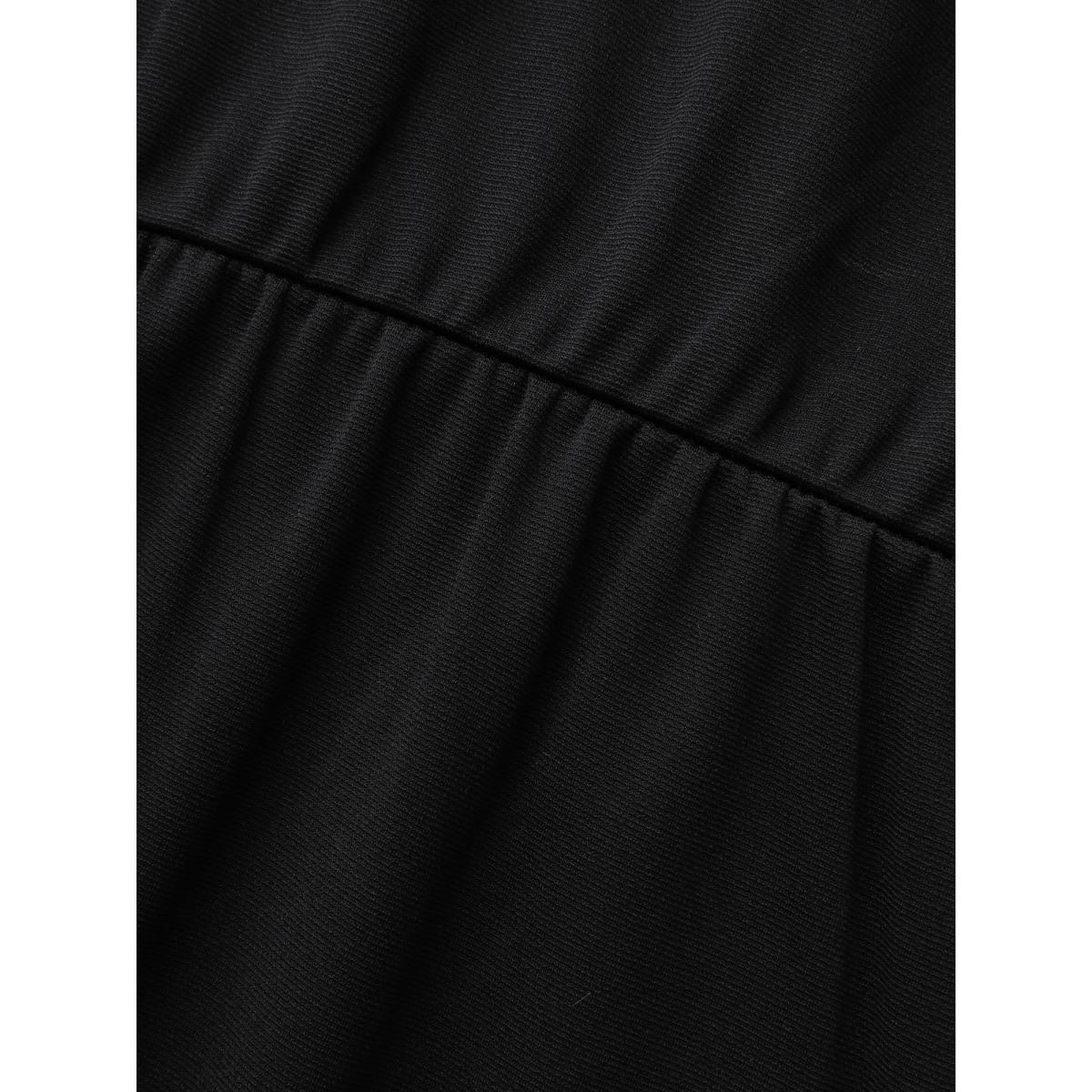 Plus Size Contrast Patchwork Tucked Seam Sleeveless Dress Black Women Elegant Tucked seam Shirt collar Sleeveless Curvy BloomChic 22-24/3X Product Image